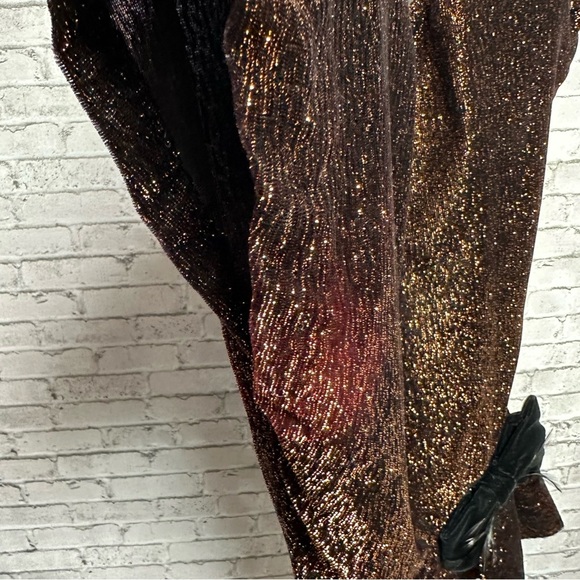 Vintage Francine Browner Women's Size 3 Copper Black Shimmer Top Bow Feathers - Picture 11 of 15